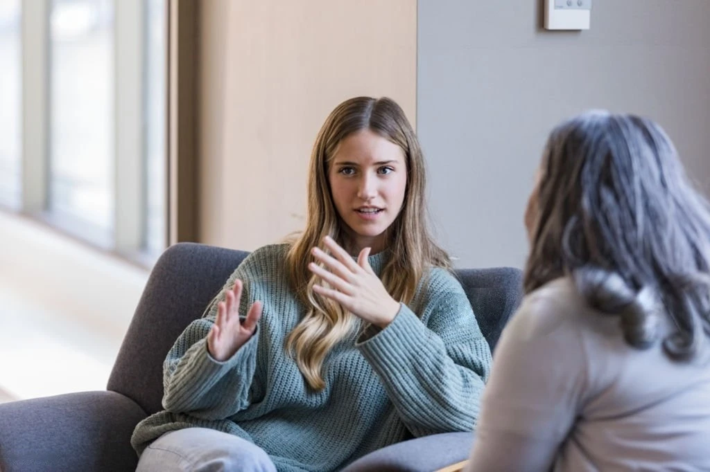 Woman attending online depression therapy in California from home