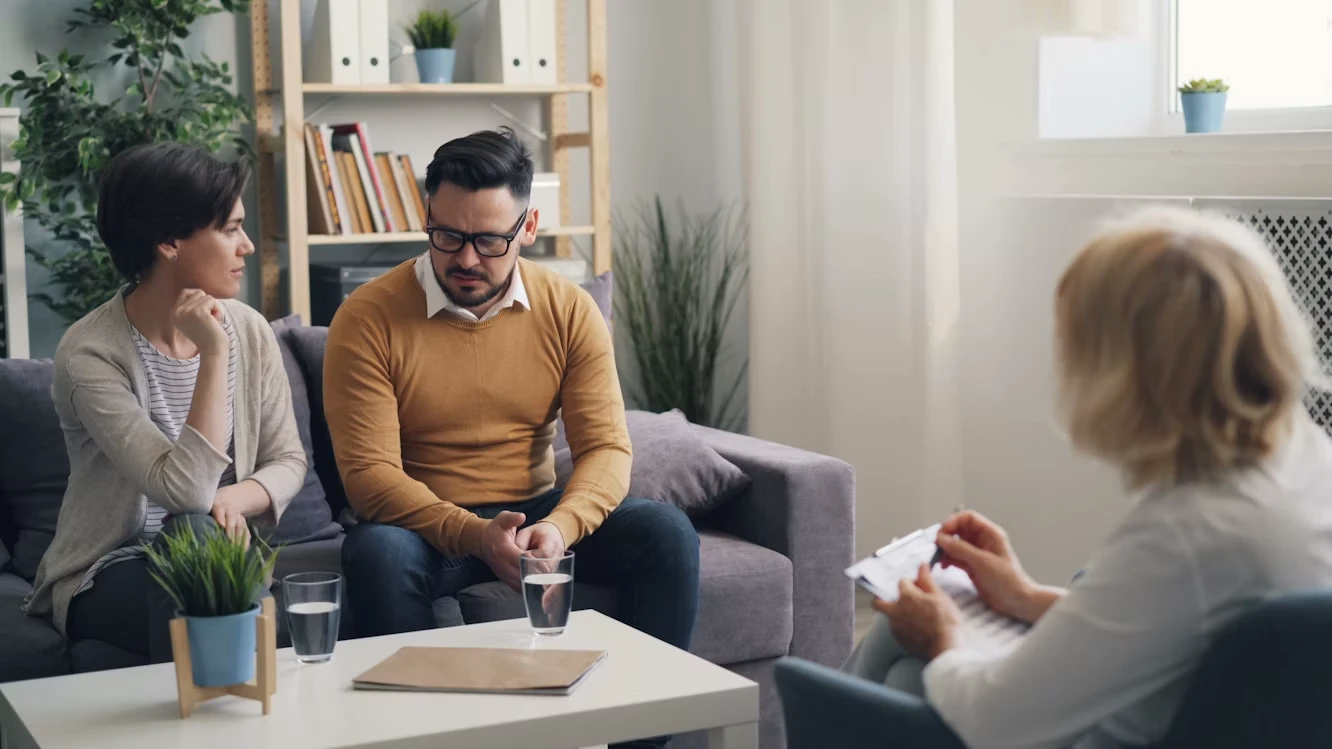 Client talking with a therapist about depression during a supportive session